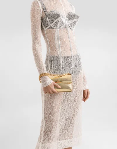 Dolce & Gabbana Rectangular Leather Mini Marlene Shoulder Bag In Gold