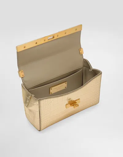 Dolce & Gabbana Rectangular Leather Mini Marlene Shoulder Bag In Gold