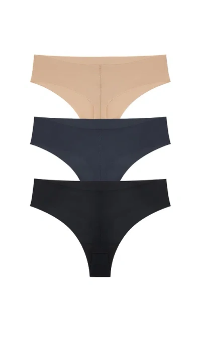 Calvin Klein Underwear Calvin Klein Thong 3 Pack In Nude  Navy & Black