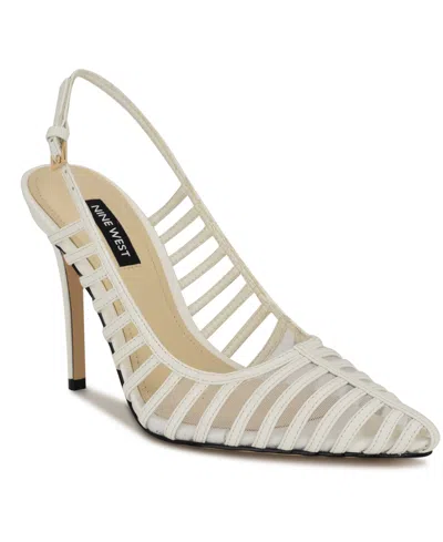 Nine West Women's Filane Stiletto Heel Pointy Toe Dress Pumps In White
