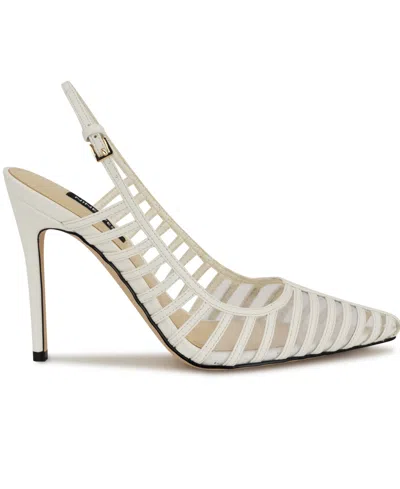 Nine West Women's Filane Stiletto Heel Pointy Toe Dress Pumps In White