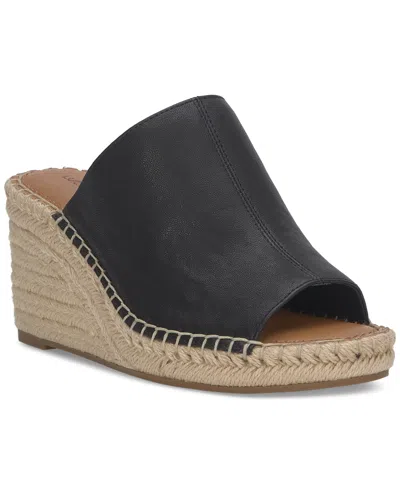 Lucky Brand Women's Cabriah Platform Wedge Sandals In Black Leather