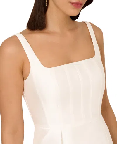 Adrianna Papell Petites Womens Corset Seamed Satin Fit & Flare Dress In Ivory