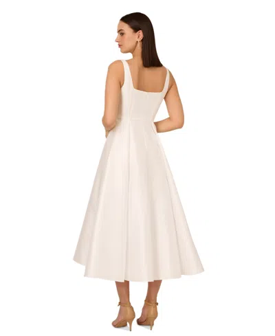 Adrianna Papell Petites Womens Corset Seamed Satin Fit & Flare Dress In Ivory