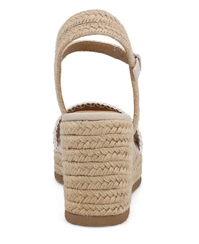Mia Women's Becky Round Toe Wedge Sandals In Natural,ecru