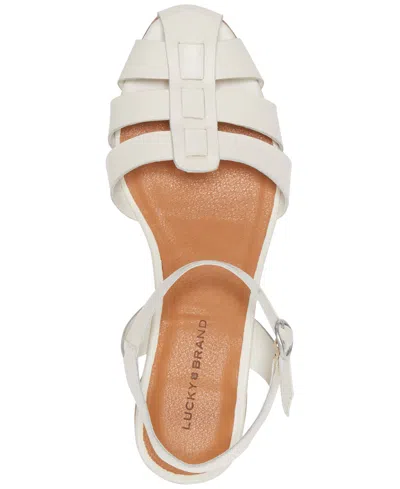 Lucky Brand Women's Zilma Ankle Strap Fisherman Flat Sandals In Bone,tusk Leather