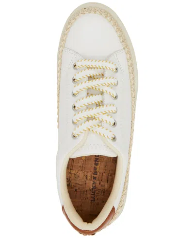 Lucky Brand Women's Cheynas Whipstitch Lace-up Sneakers In Off White,rhondite Leather