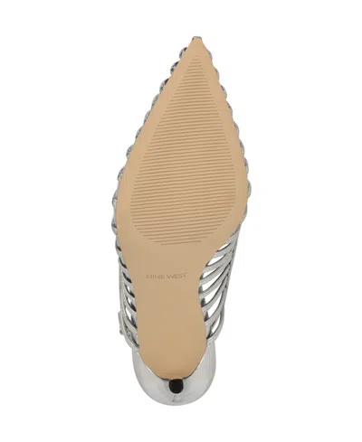 Nine West Filane Pointed Toe Pump In Silver Mirror Metallic