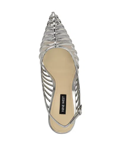 Nine West Filane Pointed Toe Pump In Silver Mirror Metallic