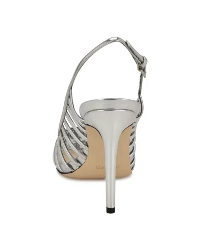 Nine West Filane Pointed Toe Pump In Silver Mirror Metallic