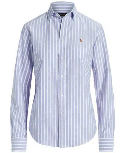 Polo Ralph Lauren Heidi Striped Cotton Poplin Shirt In Blue