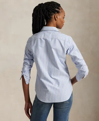 Polo Ralph Lauren Heidi Striped Cotton Poplin Shirt In Blue