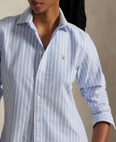 Polo Ralph Lauren Heidi Striped Cotton Poplin Shirt In Blue