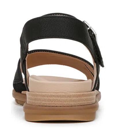 Dr. Scholl's Women's Timeless Fun Open Round Toe Strappy Sandals In Black Faux Leather