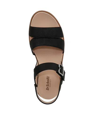 Dr. Scholl's Women's Timeless Fun Open Round Toe Strappy Sandals In Black Faux Leather