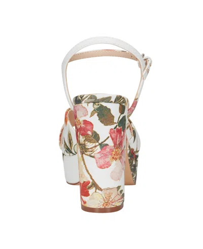 Marc Fisher Women's Deren High Block Heel Platform Sandals In White Floral