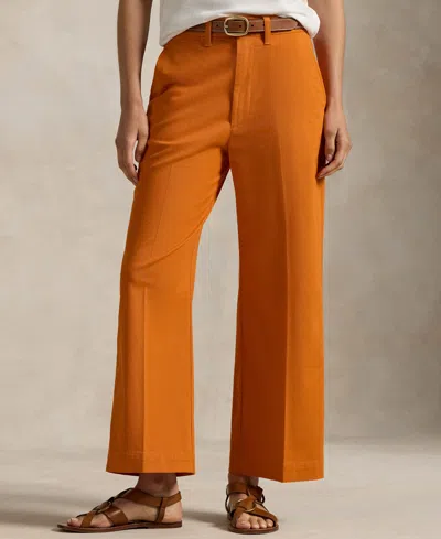 Polo Ralph Lauren Girls Orange Cotton Wide-leg Joggers In College Orange