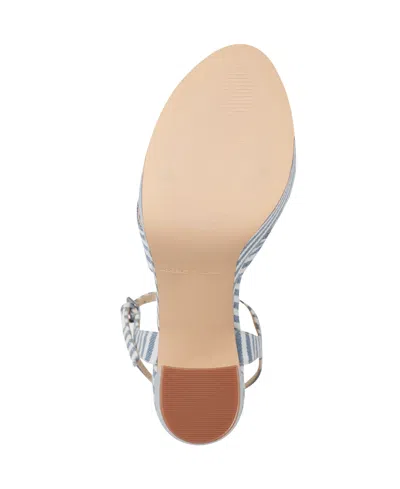 Marc Fisher Women's Deren High Block Heel Platform Sandals In Blue Stripe