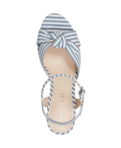 Marc Fisher Women's Deren High Block Heel Platform Sandals In Blue Stripe