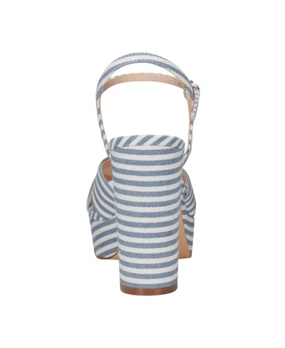 Marc Fisher Women's Deren High Block Heel Platform Sandals In Blue Stripe