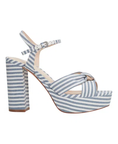 Marc Fisher Women's Deren High Block Heel Platform Sandals In Blue Stripe