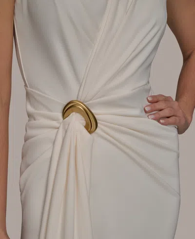 Donna Karan Ruched Hardware Trim Gown In Prisitne