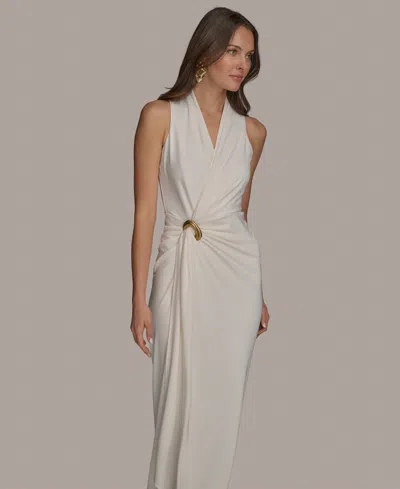 Donna Karan Ruched Hardware Trim Gown In Prisitne