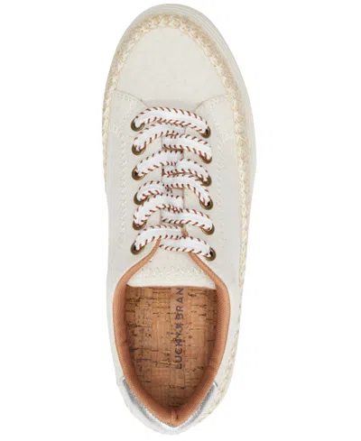 Lucky Brand Women's Cheynas Whipstitch Lace-up Sneakers In Natural,platino Metallic Linen