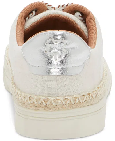Lucky Brand Women's Cheynas Whipstitch Lace-up Sneakers In Natural,platino Metallic Linen
