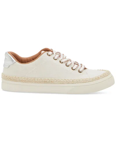 Lucky Brand Women's Cheynas Whipstitch Lace-up Sneakers In Natural,platino Metallic Linen