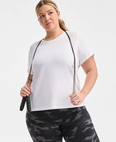 Id Ideology Plus Size Essential Cotton Short-sleeve T-shirt, Exclusively At Macy's In Bright White