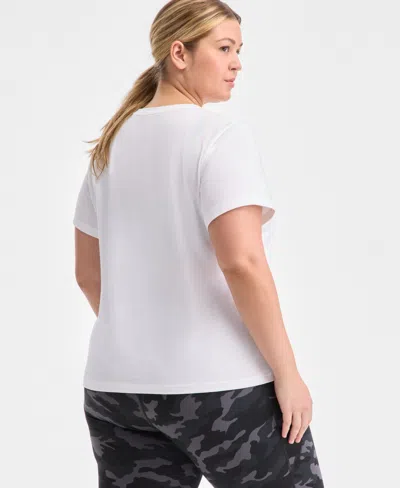 Id Ideology Plus Size Essential Cotton Short-sleeve T-shirt, Exclusively At Macy's In Bright White