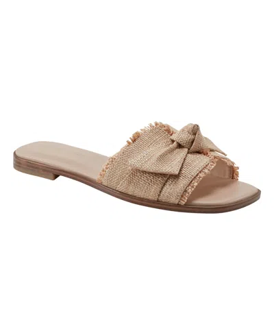 Marc Fisher Women's Fineya Bow Flat Slide Sandals In Light Natural