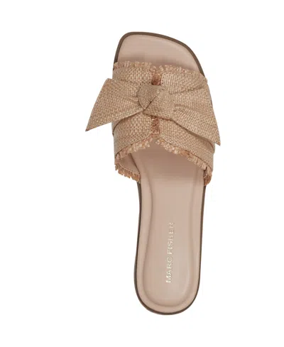 Marc Fisher Women's Fineya Bow Flat Slide Sandals In Light Natural