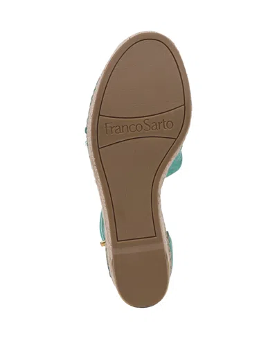 Franco Sarto Women's Clementine Open Toe Espadrille Wedge Sandals In Aquamarine Blue Leather