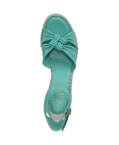 Franco Sarto Women's Clementine Open Toe Espadrille Wedge Sandals In Aquamarine Blue Leather