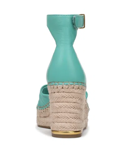 Franco Sarto Women's Clementine Open Toe Espadrille Wedge Sandals In Aquamarine Blue Leather