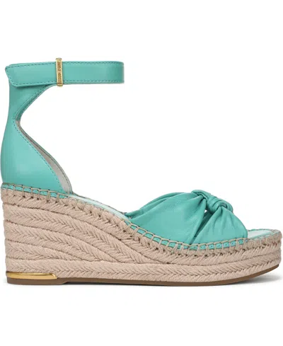 Franco Sarto Women's Clementine Open Toe Espadrille Wedge Sandals In Aquamarine Blue Leather