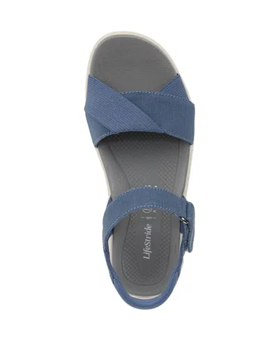 Bzees Lifestride Lane Sandal In Elemental Blue Stretch Denim Fabric