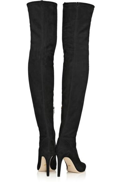 Shop Sergio Rossi Stretch-suede Over-the-knee Boots In Black