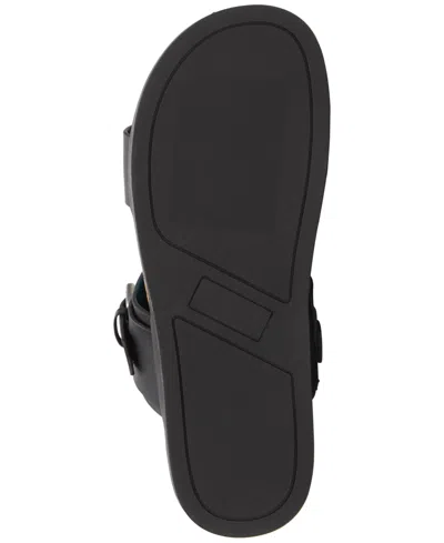 Lucky Brand Women's Dineesa Double Band Slip-on Footbed Sandals In Black Leather