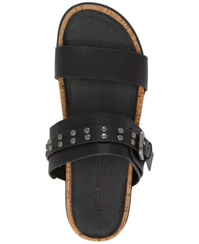 Lucky Brand Women's Dineesa Double Band Slip-on Footbed Sandals In Black Leather