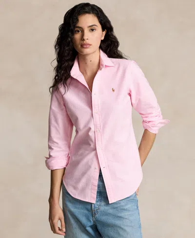 Polo Ralph Lauren Embroidered-logo Button-down Shirt In Bath Pink