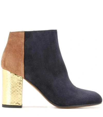 Shop Marni Suede And Leather Ankle Boots In Llullack+marmot