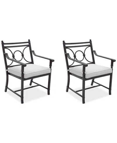 Agio Wythburn Mix And Match Scroll Outdoor Dining Chairs, Set Of 2 In Pearl White,bronze Finish