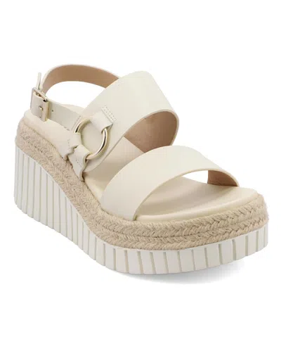 Mia Women's Yuna Round Toe Wedge Sandals In Bone
