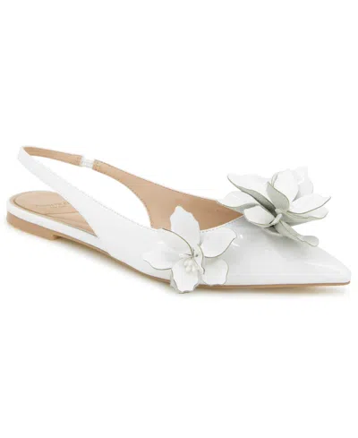 Kenneth Cole New York Women's Tayla Pointed Toe Slingback Flats In White Patent
