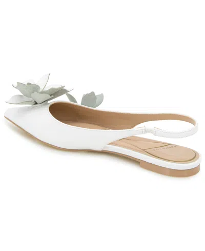 Kenneth Cole New York Women's Tayla Pointed Toe Slingback Flats In White Patent