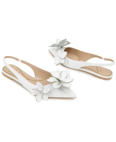 Kenneth Cole New York Women's Tayla Pointed Toe Slingback Flats In White Patent