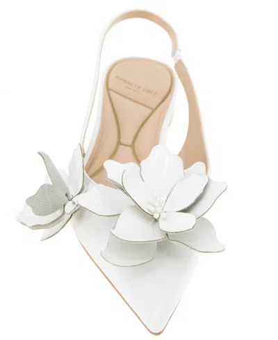 Kenneth Cole New York Women's Tayla Pointed Toe Slingback Flats In White Patent